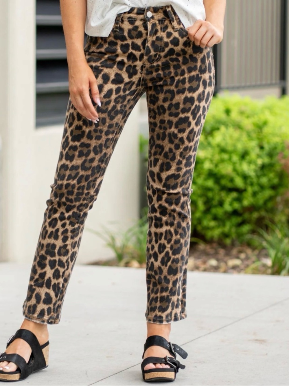 NWT High-Rise Leopard Print Kick Flare Pants - Brown Leopard